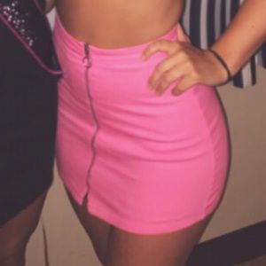Hot pink denim skirt